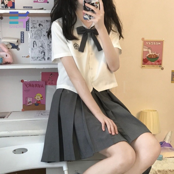 Áo Sơ Mi Đồng Phục Ngắn Tay Phong Cách Học Sinh Nhật Bản Dễ Phối Đồ Thời Trang Mùa Hè Cho Nữ