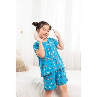 Bộ Lanh bé gái quần đùi áo cộc tay nẹp cổ