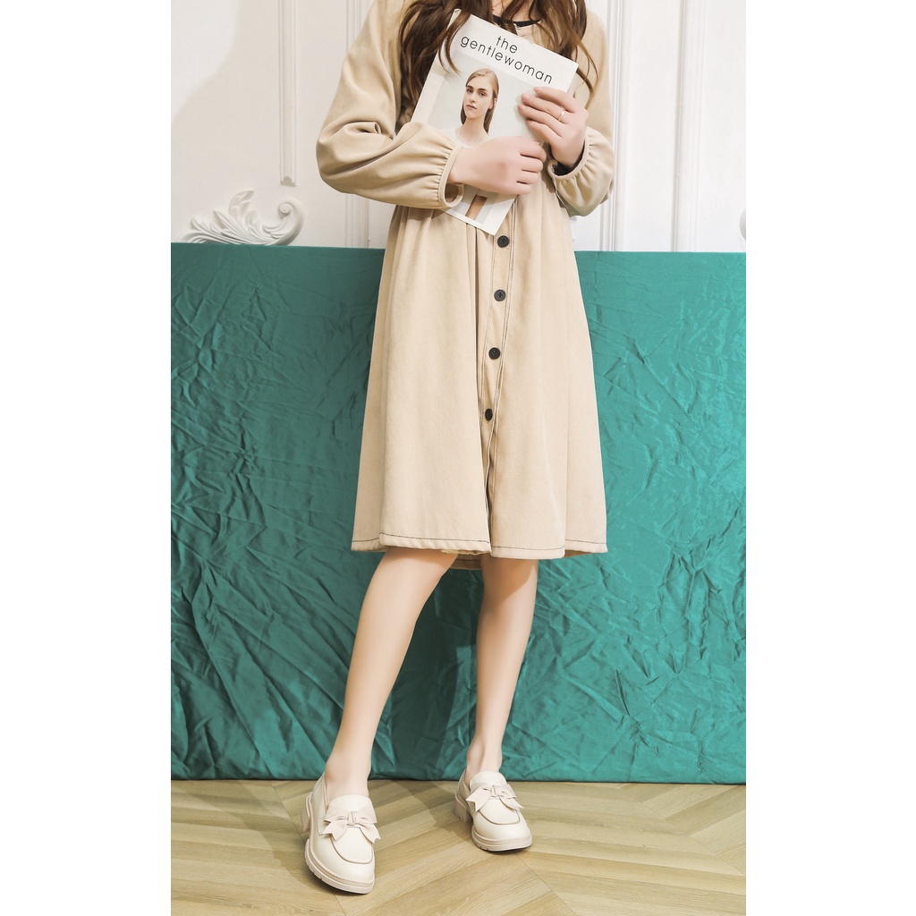 Giày LOLITA Nhật Bản Giày Búp Bê Nữ Đế Thấp 3 Phân Đính Nơ