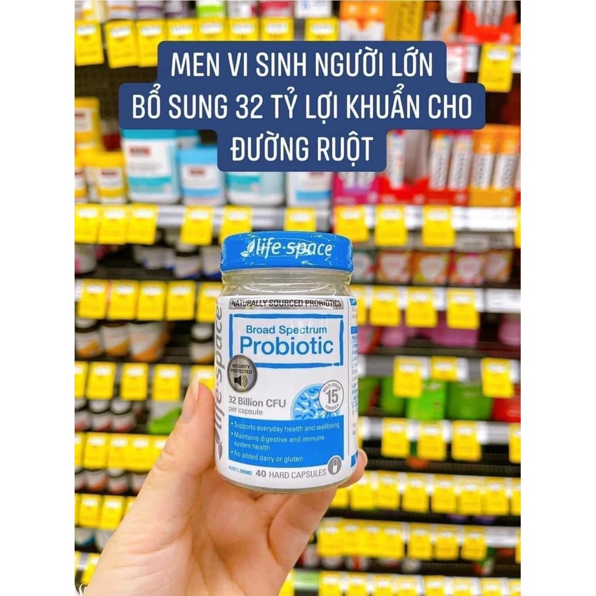 Men vi sinh người lớn úc life space broad spectrum probiotic 40 viên, 60 viên, double strength, triple strength 20 viên
