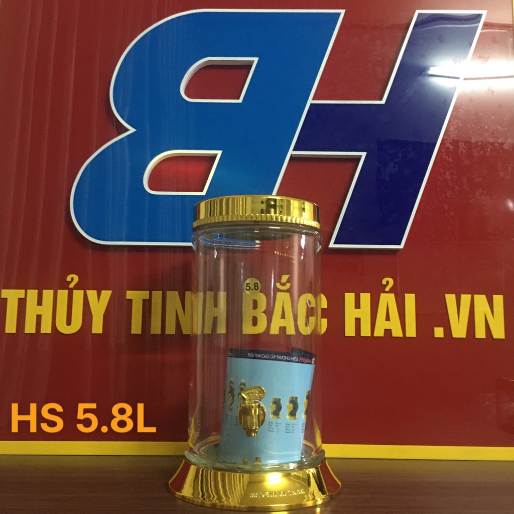 Bình Thủy Tinh Và Hũ Thủy Tinh Ngâm Rượu Cao Cấp SX tại Việt Nam Bình Ngâm Hình Trụ 5.8Lít - Thủy Tinh Bắc Hải Mã