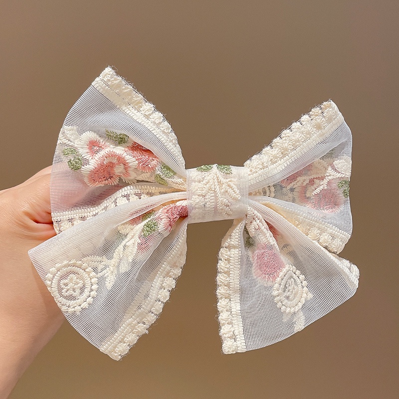 Kẹp Tóc Hình Nơ Phối Ren Thời Trang Xinh Xắn Cho Nữ