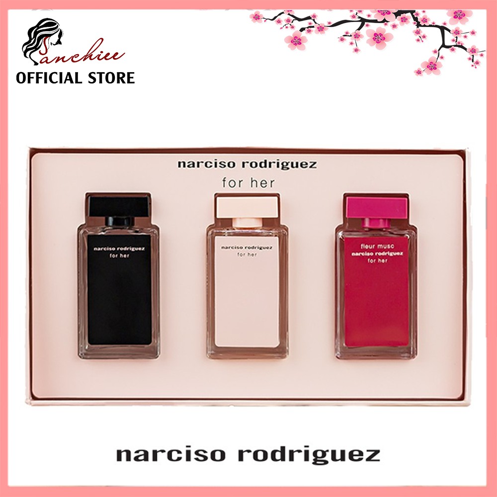 Bộ nước hoa Narciso Rodriguez For Her 3 chai. phong cách trẻ trung đến vẻ quyến rũ,