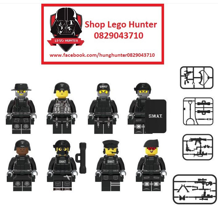 Lego Army Swat combo 8 Lính đặc nhiệm kèm trang bị