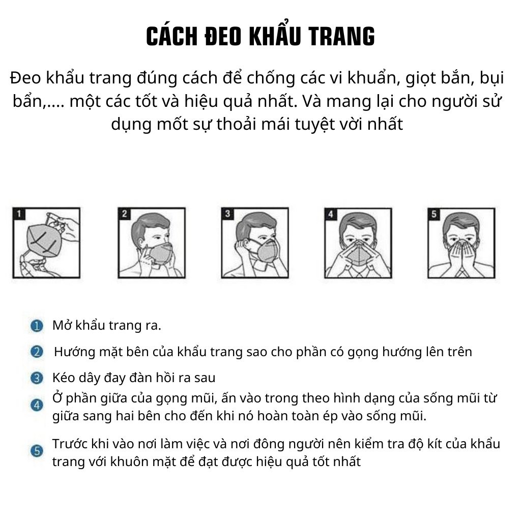 khẩu trang y tế KN95 Thiết kế 5D (5 lớp thông minh)