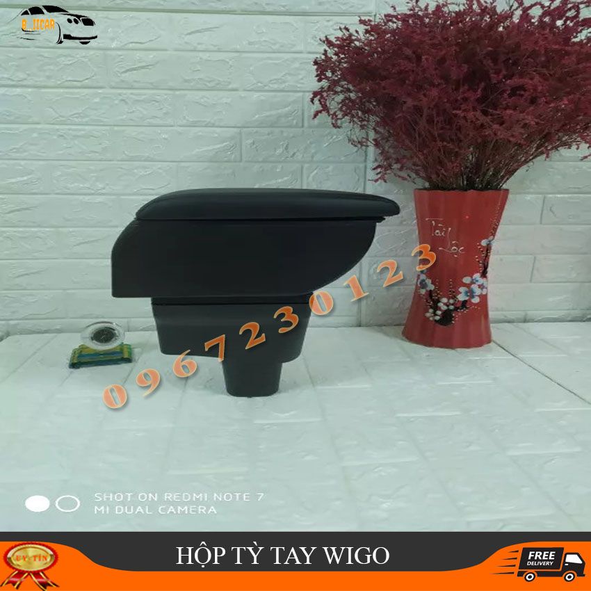 Hộp tì tay theo xe Wigo trượt lên được có cổng sạc