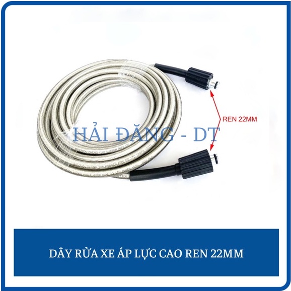 Dây máy rửa xe, 10, 15, 20, 30m, Dây rửa xe áp lực cao ren 22mm (2 đầu to)