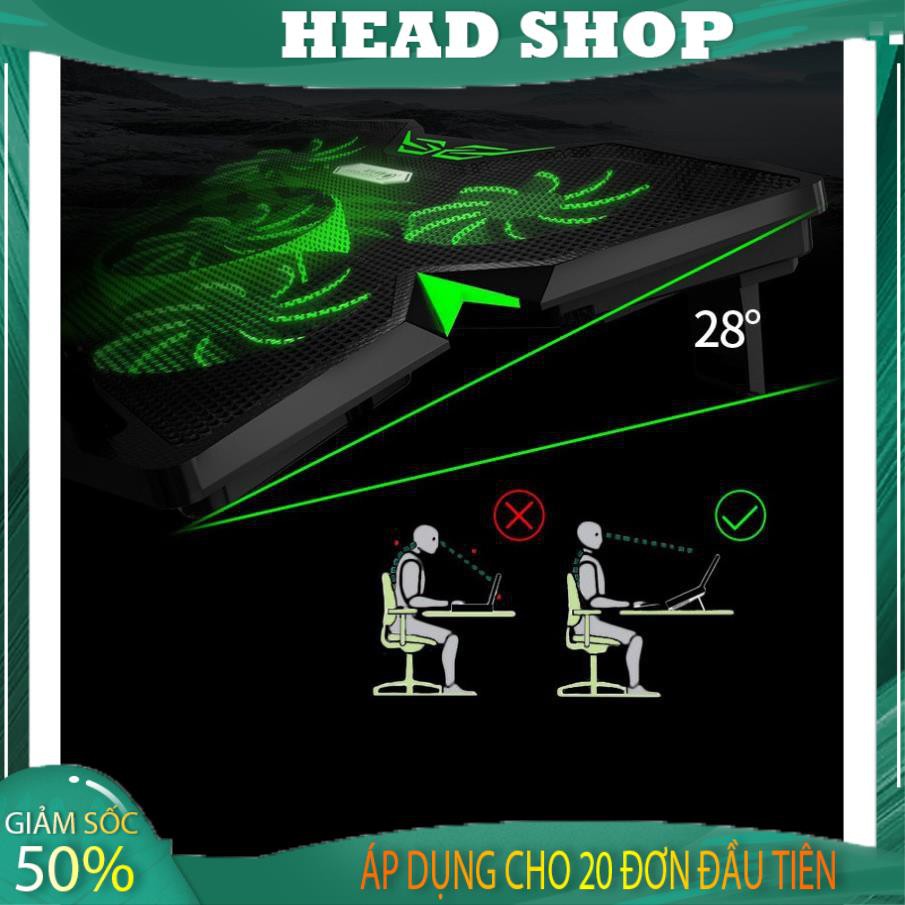 Đế tản nhiệt laptop 5 quạt quạt tản nhiệt gaming 1400RPM chống trượt làm mát nhanh COOL 2S HEAD shop