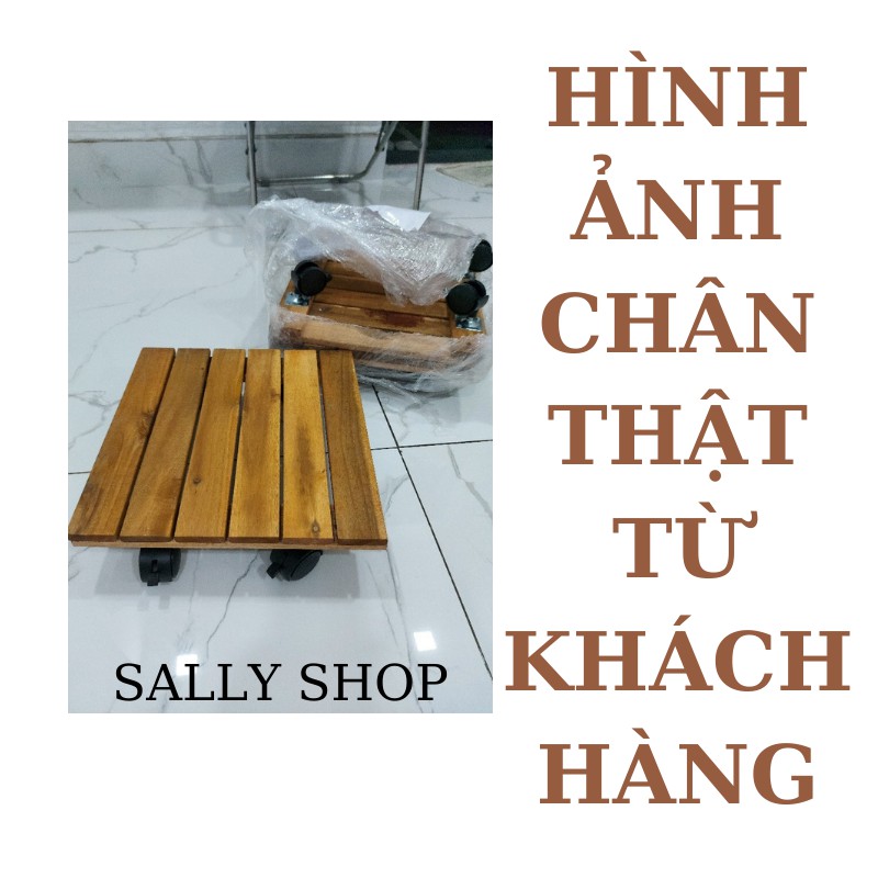 Đế Gỗ Lót Chậu Hoa,Chậu Cây Có Bánh Xe Hình Vuông_HÀNG CHẤT LƯỢNG
