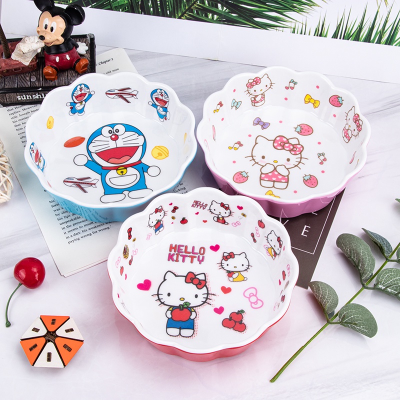 Chén dĩa lòng sâu Hello Kitty Doremon Doraemon