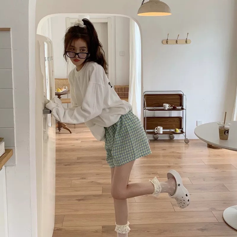 Quần Short Hoa Ống Rộng Lưng Cao Thời Trang Hàn Quốc Cho Nữ