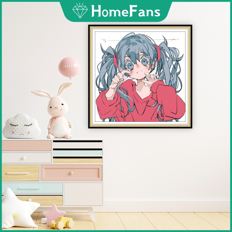 Bộ Tranh Đính Đá 5D Tự Làm Hình Hatsune Miku 30x30cm / 40x40cm / 50x50cm