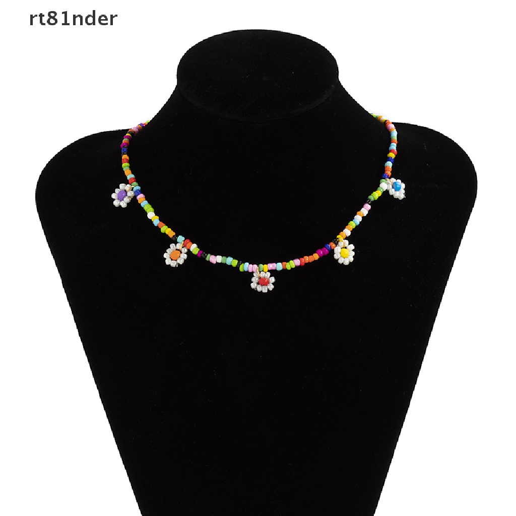 【rt】 Beaded Strand Choker Necklace Women Bohemian Handmade Daisy Collar Necklace .