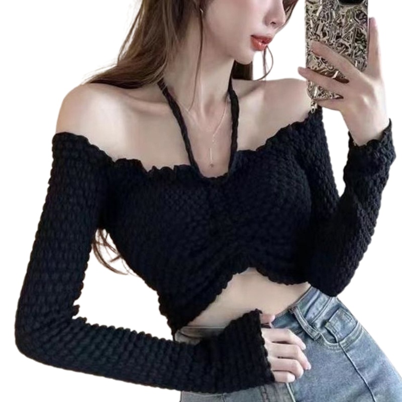 Áo Croptop Tay Dài Màu Sắc Thời Trang Cho Nữ