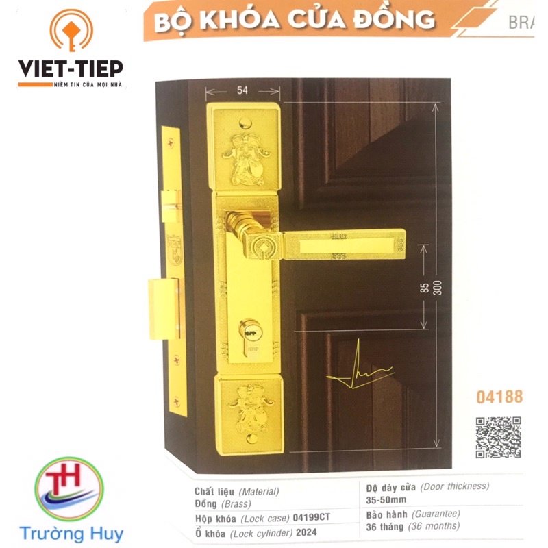 [chính hãng]khoá cửa ĐI - ĐỒNG thần tài Việt Tiệp 04188 - Bảo hành 3 năm