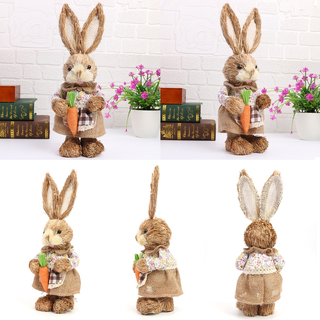 Easter Bunny Prop Trang trí phòng khách Mô phỏng Easter Bunny Lông thỏ Cỏ