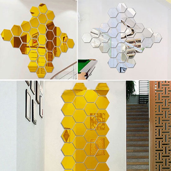 Miếng Dán Tường Trang Trí 3d Bằng Acrylic Tráng Gương Tháo Được Diy