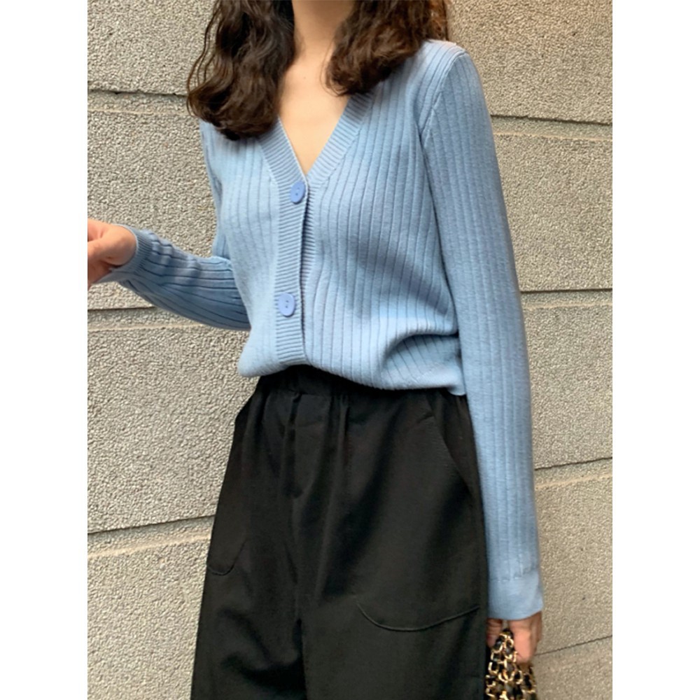 [ORDER] Áo len nữ cổ V cài khuy Style Hàn Quốc nhẹ nhàng (ORDER) - Có ảnh thật