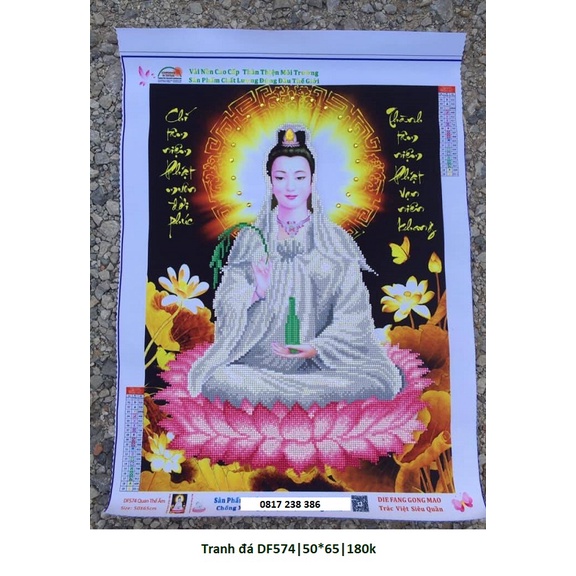Tranh đính đá phật bà quan âm DF574