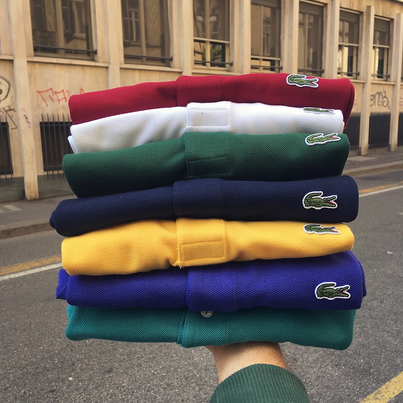 Áo Thun polo Lacoste Tay Ngắn Màu Trơn Kiểu Pháp Thời Trang Mùa Hè Cho Nam