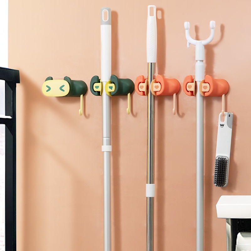 Móc dán treo tường cao cấp, kẹp chổi, cây lau nhà siêu dính cho phòng tắm, nhà vệ sinh - chịu lực đến 6kg
