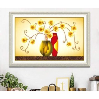 Tranh Đính Đá ABC 3D Bình Hoa Khoe Sắc DF2496 (TRANH TỰ ĐÍNH) kt:65X43CM