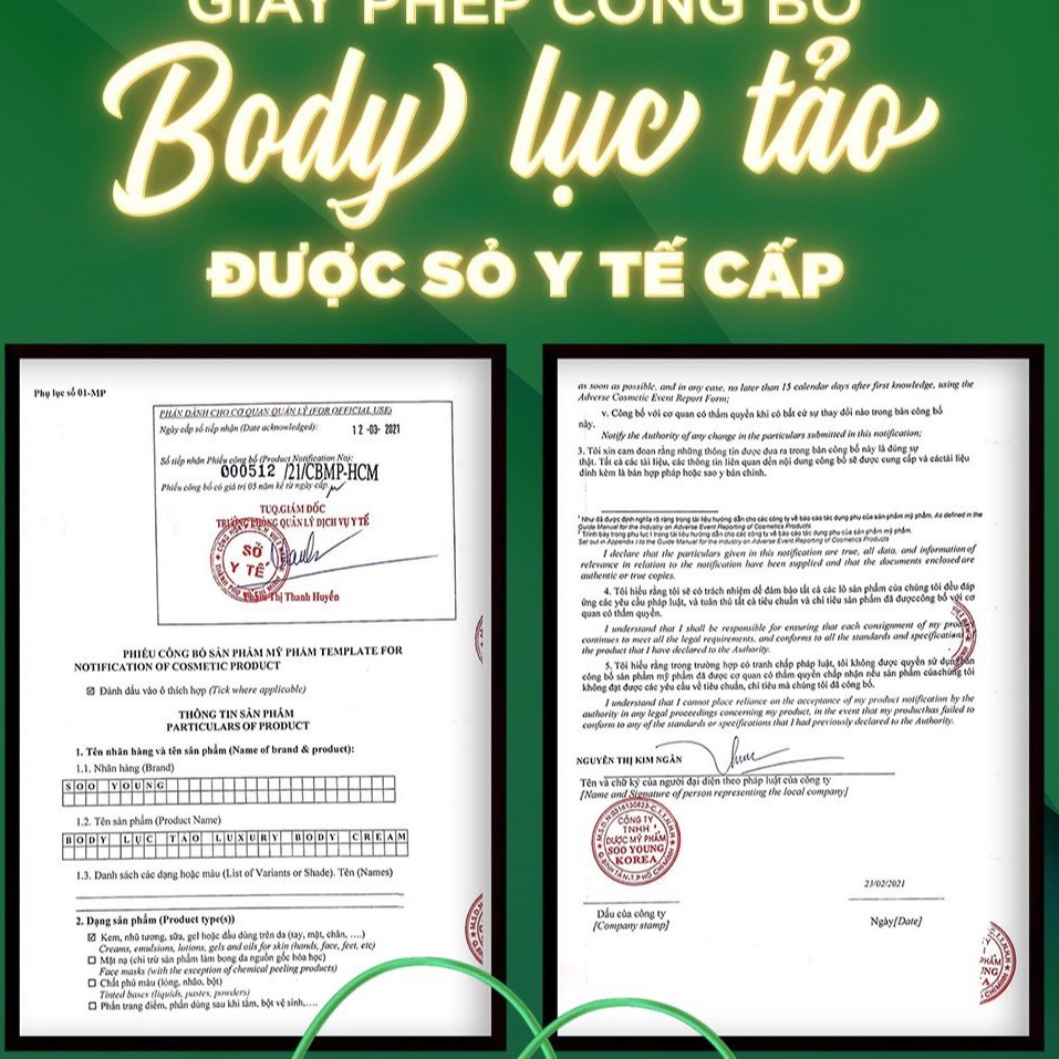 Body lục tảo dưỡng da hàn quốc soo young