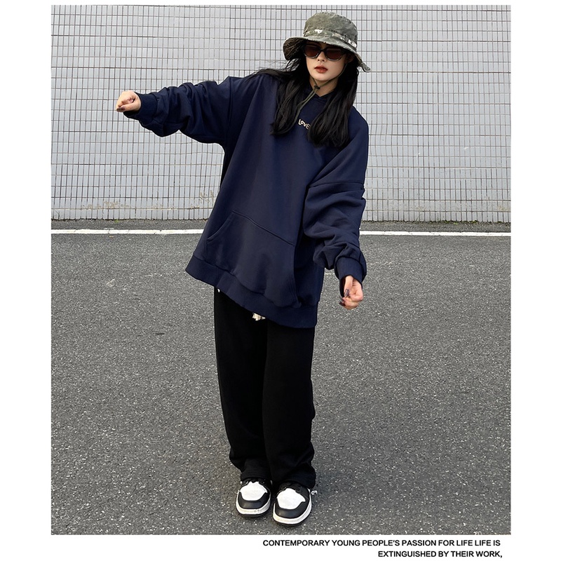 NRVP Áo Hoodie Nữ Tay Dài Dáng Rộng Thời Trang Phong Cách Hàn Quốc
