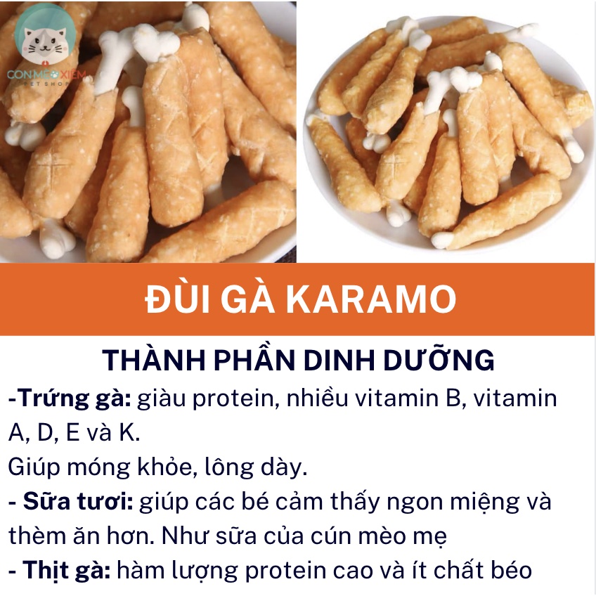 Bánh thưởng cho chó thịt gà Karamo 100g sạch răng, thức ăn snack vặt huấn luyện cún Con Mèo Xiêm