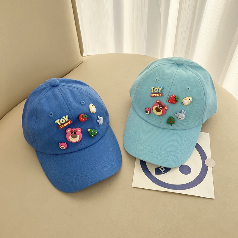 Mũ lưỡi trai bóng chày cotton che nắng hình gấu dâu thời trang mùa xuân và hè thường ngày cho bé trai và bé gái