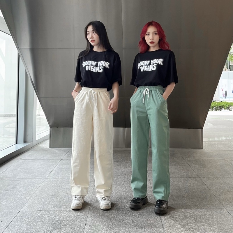 Quần Kaki ống rộng dáng suông Nam Nữ Ulzzang Unisex