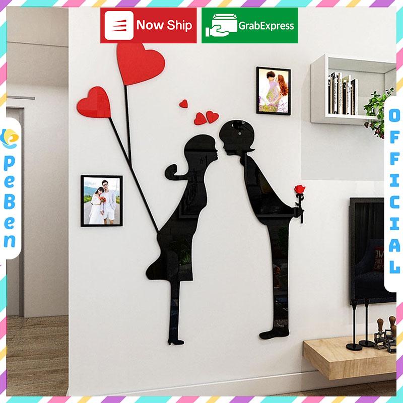 Tranh dán tường mica 3d decor khổ lớn ảnh kỷ niệm hẹn hò trang trí phòng khách, phòng làm việc Nhiều Size - EPeBen