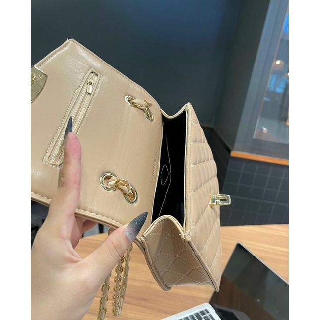 túi đeo chéo, túi trần trám khoá gập 2 màu dây xích đan size 20 siêu đẹp thời trang cute kiểu dáng hàn quốc