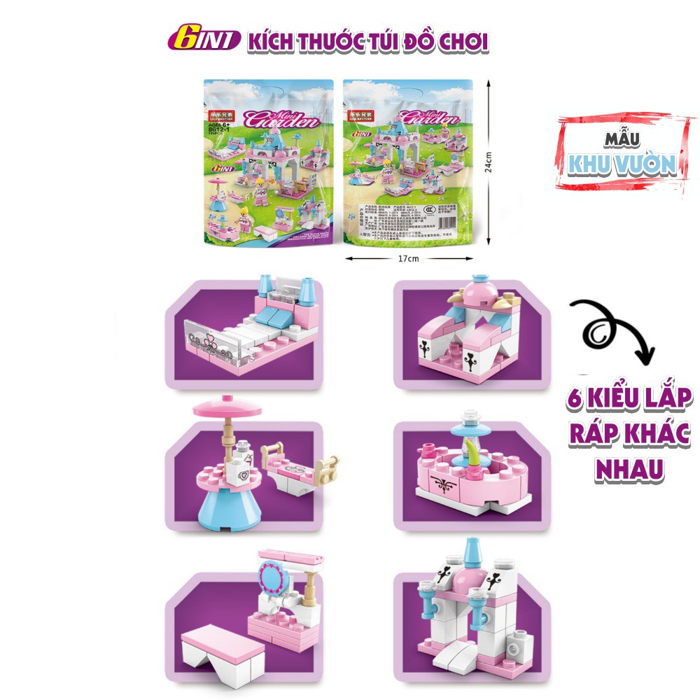 Bộ đồ chơi lắp ráp xe công trình xe cứu hoả xe hải quân kiểu Lego 6in1 (6 cách ráp trong 1 hộp) an toàn sắc nét cho bé