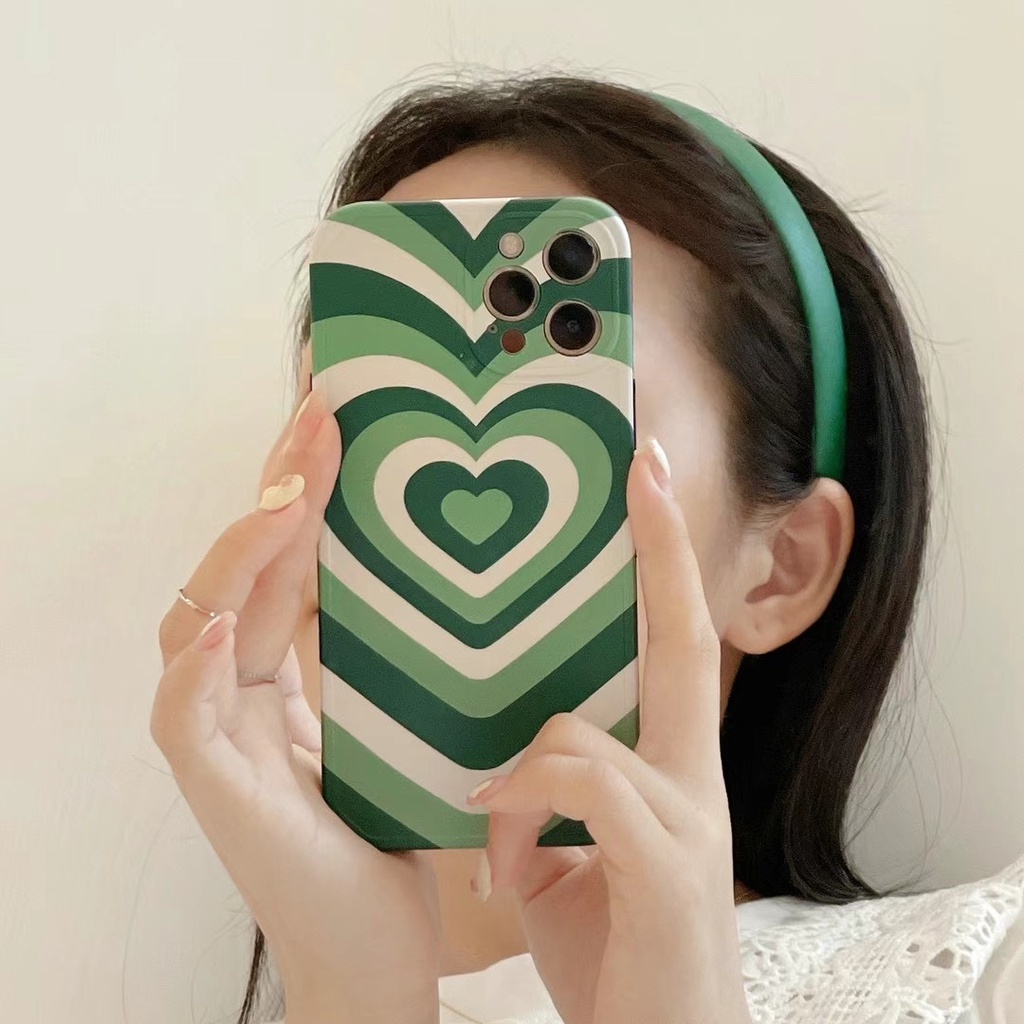 Ốp Điện Thoại Imd Họa Tiết Trái Tim Màu Xanh Lá Cho Iphone Xs Xsmax 11 12promax 7 8plus