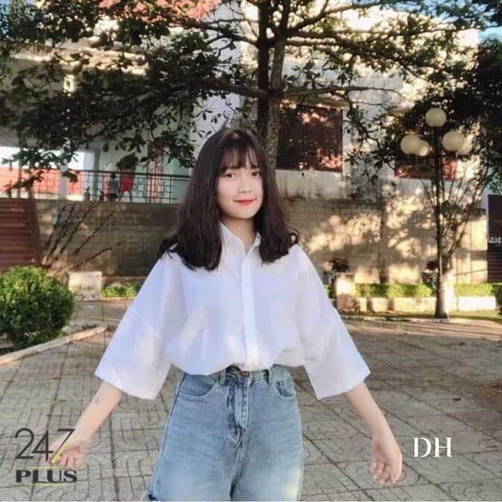 Áo sơ mi dáng thụng tay lỡ