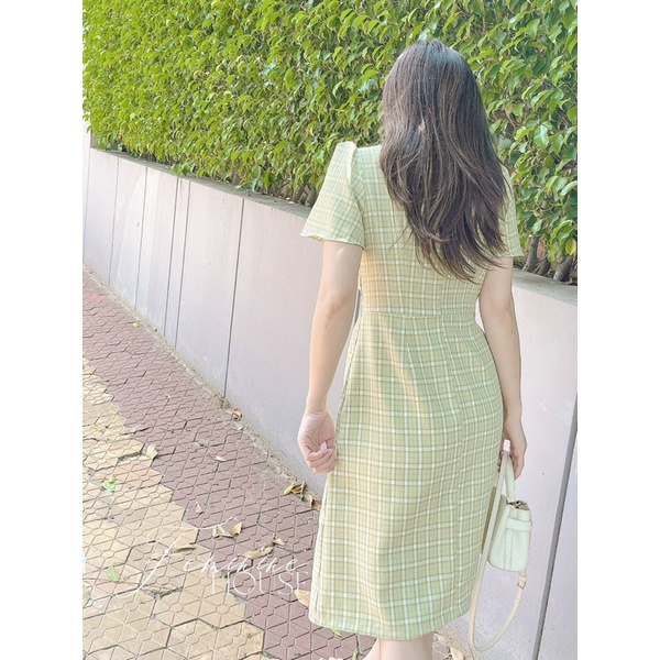 Đầm Caro Nhún Eo, váy kẻ caro, đầm caro công sở, váy đi làm đi chơi