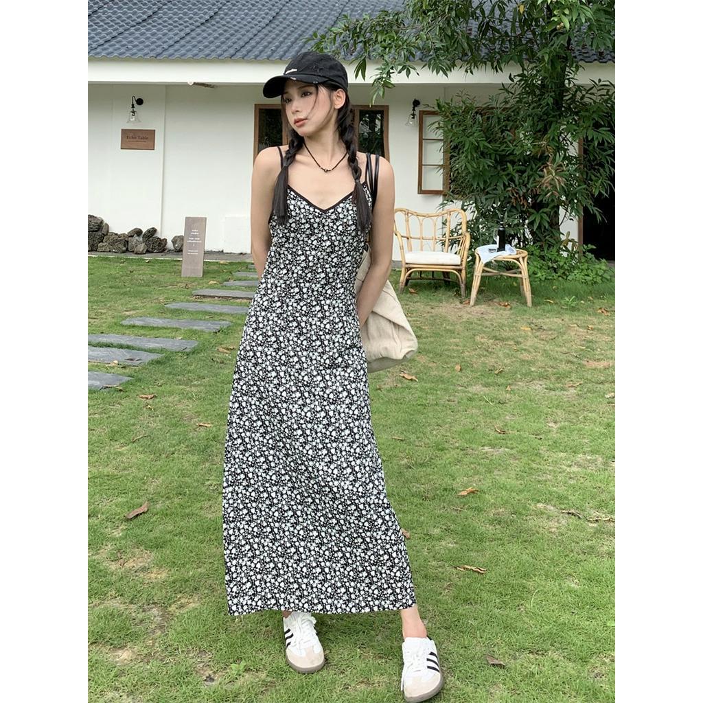 Jumpsuit Hai Dây / Áo Thun Trơn Màu Họa Tiết Hoa Phong Cách Mới 65412