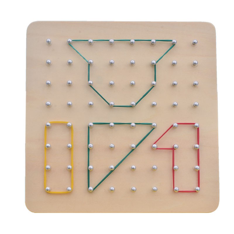 Đồ dùng dạy học Montessori bảng móng tay sáng tạo hình học 0.4 đồ họa trẻ em đồ chơi giáo dục sớm toán học giáo dục trẻ em bảng móng tay gỗ