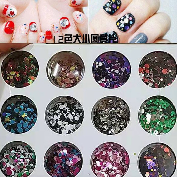 Nhũ Hình Tròn Sequin 3D Trang Trí Móng Nghệ Thuật - Sét 12 Màu