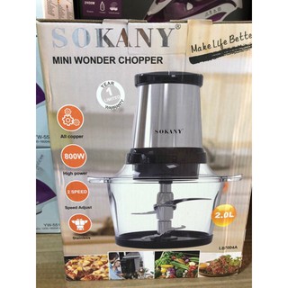 Máy xay sinh tố, hoa quả, máy xay thịt cầm tay mini 800W Sokany 7004A
