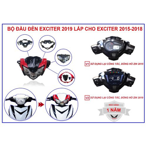 Bộ đầu đèn Ex 150 2019 Full thay cho EXCITER 150 2015 - 2018