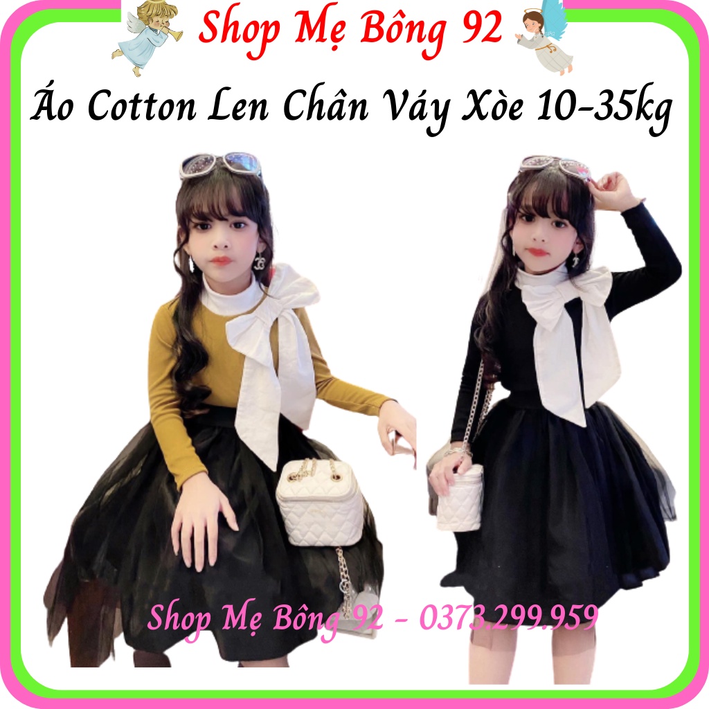 Sét Váy Đầm Áo Len Tăm Cổ Nơ Kèm Chân Váy Xòe Bé Gái 10-35kg VB2271 – Shop Mẹ Bông 92