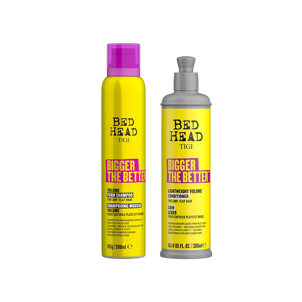 Combo Gội/Xả tạo phồng dạng bọt TIGI Bed Head Bigger The BetterTM dành cho tóc mỏng xẹp 193g | 200ml