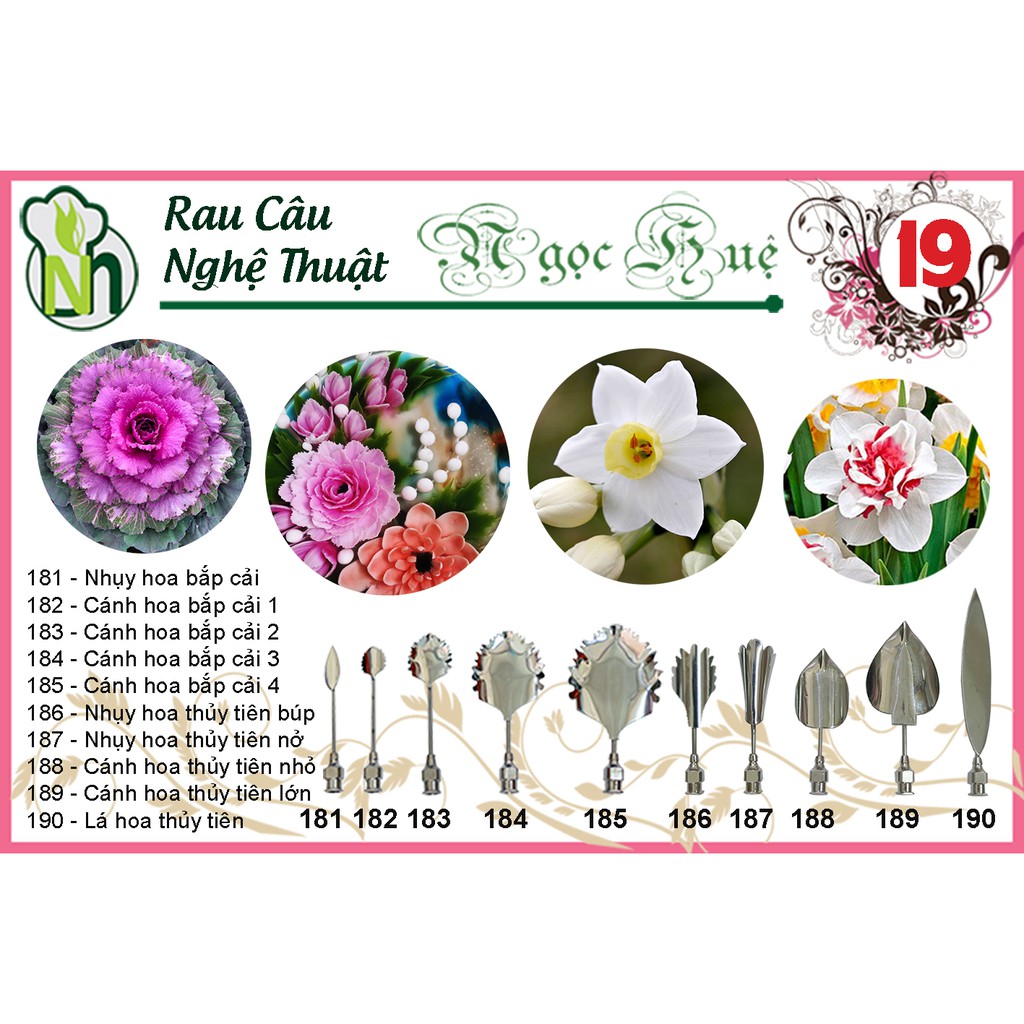 Dụng cụ rau câu 3D Ngọc Huệ (bộ số 19 - hoa thủy tiên, hoa bắp cải)