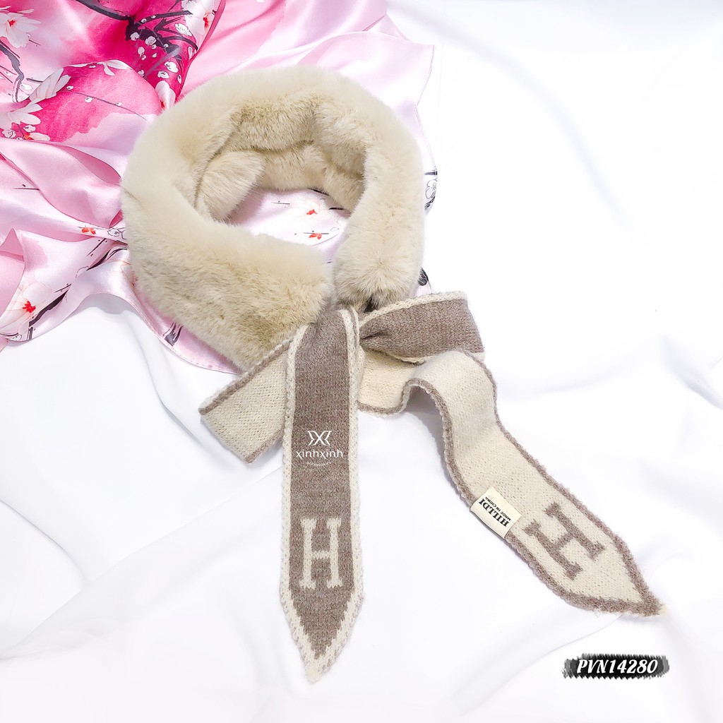 Khăn quàng cổ lông len chữ H đuôi nơ thời trang cho bạn gái - Xinh Xinh Accessories