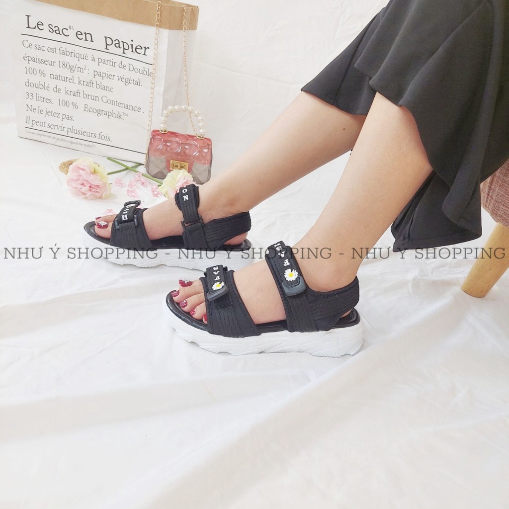 Giày sandal nữ đi học quai hậu khoá dán đế cao mang êm chân, bền đẹp - Sandal cúc