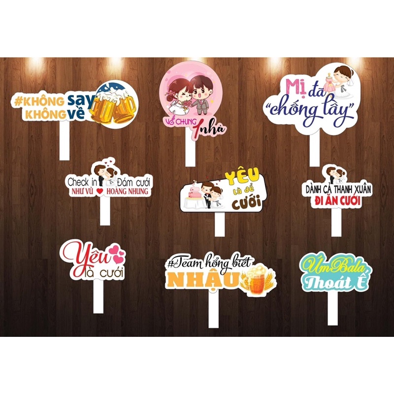 Set 10 hashtag cầm tay đám cưới ( khách chọn mẫu )