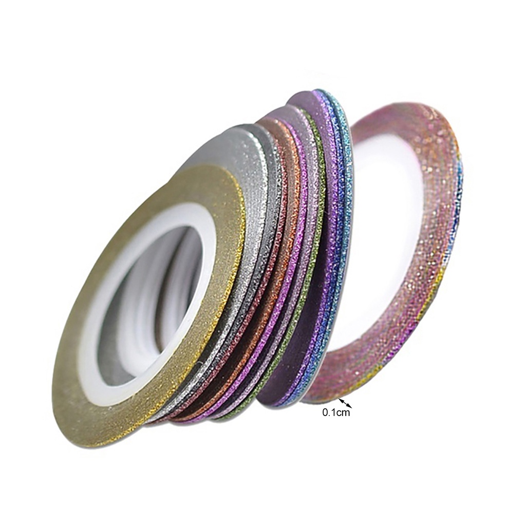 Bộ 12 Cuộn Sticker Dán Trang Trí Móng Tay 1mm Đa Năng