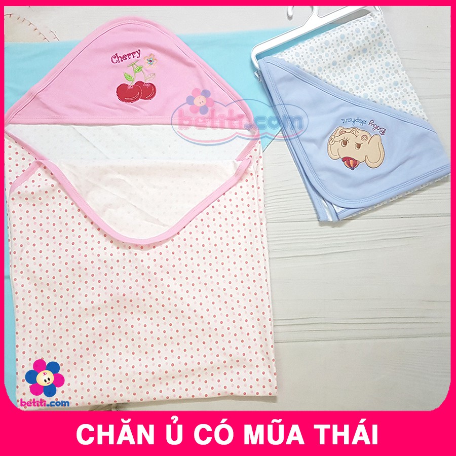 Chăn Ủ Có Mũ 1 Lớp Thái Sơ Sinh, Chăn Choàng Trùm Đầu Tiện Lợi - BTT00169